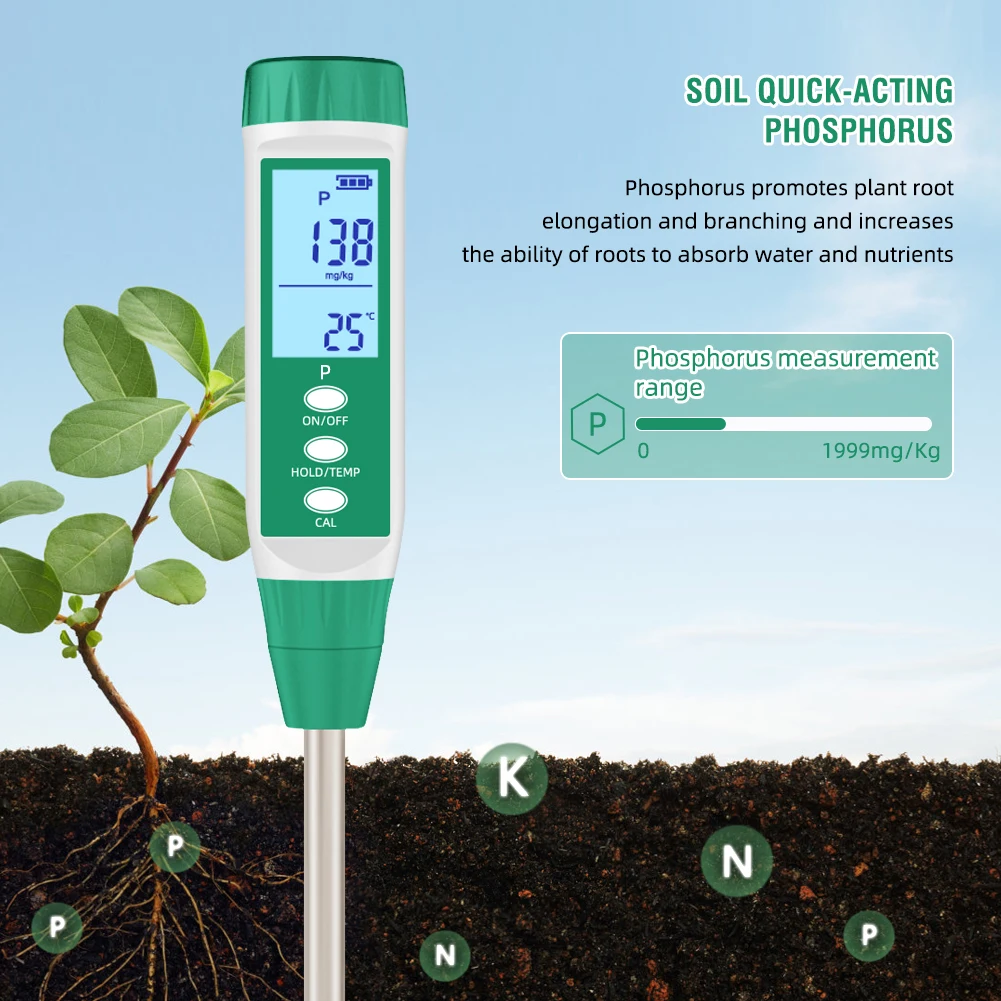 Digital Soil NPK Meter Quick-acting Nitrogen/Phosphorus/Potassium Nutrient Analyzer Fertility Tester for Gardening Agriculture