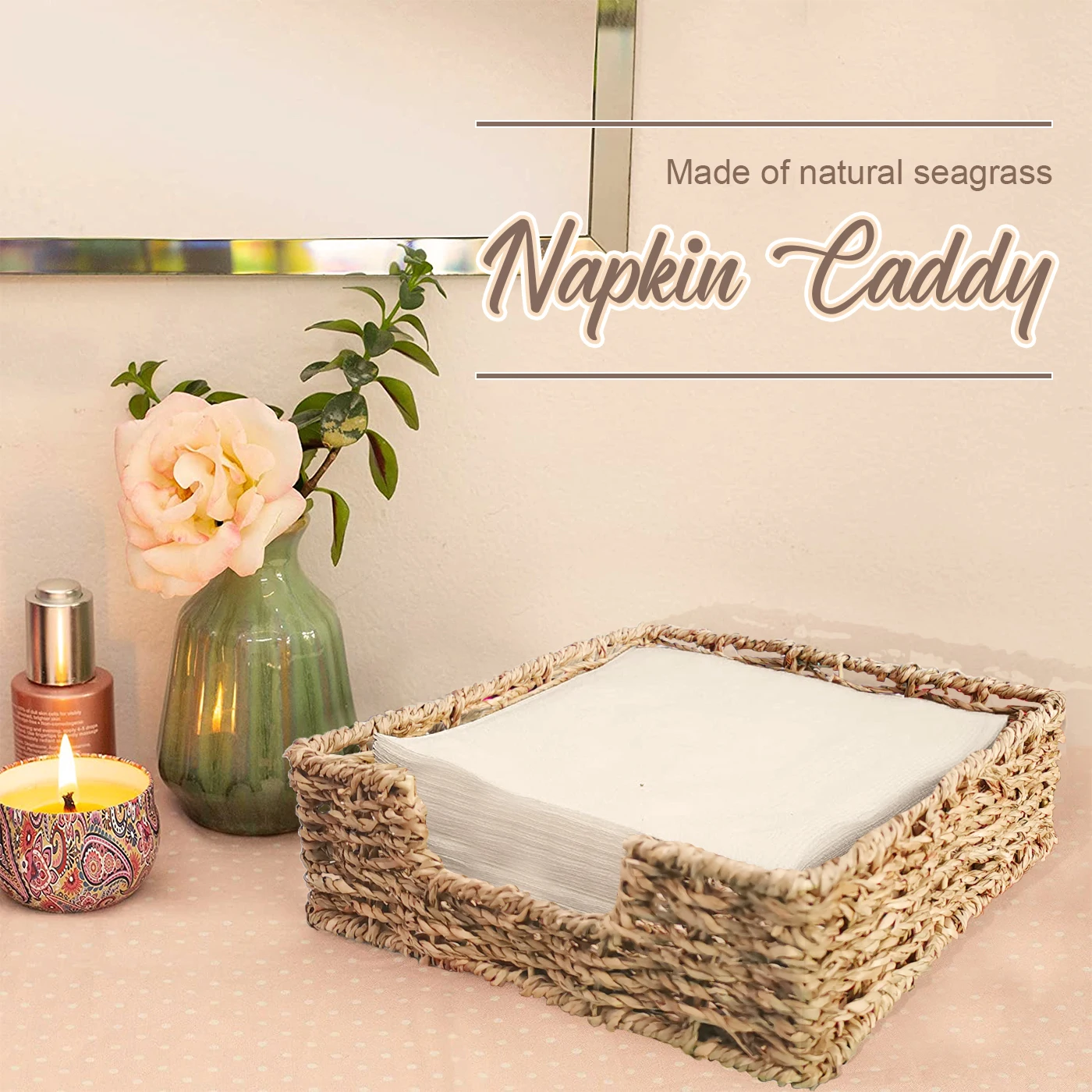 

Плетеная вручную квадратная коробка для салфеток, держатель для крышки, Плетеная соломенная коробка для салфеток в натуральном деревенском стиле, органайзер-диспенсер для кухонной коробки для магазина