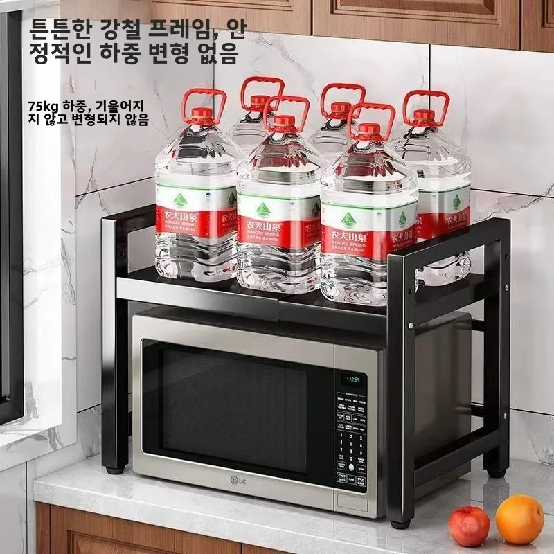 두꺼운 이중층 전자레인지 주방 선반, 접이식 밥솥 보관대, 조리대 지지대, 가정용 오븐 받침대