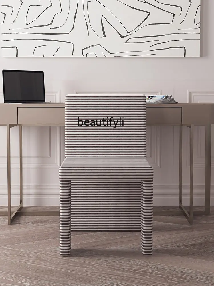 

zq Art Stripes Balcony Light Luxury Casual and Comfortable Armchair Modern Computer Chair Bedroom Makeup Chair