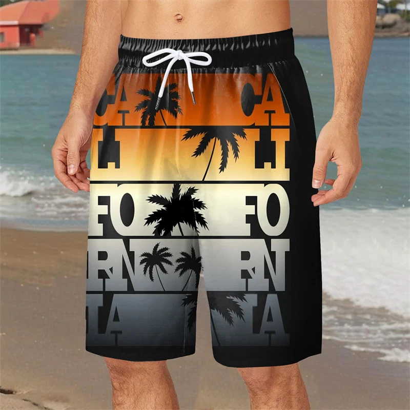 Hawaii Holiday Style Printed Shorts swimwear Men Coconut Tree Pattern Beach Shorts Summer Outdoor Quick Drying Board Shorts 2
