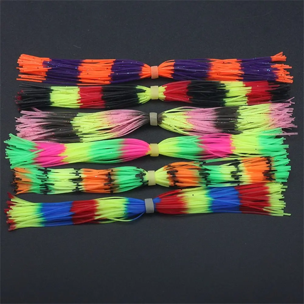 50 Strands Baitfish Silicone Skirts DIY Rainbow Color Jig Squid Skirt Barred Color Glitter Buzzbaits Spinner Fishing Lure