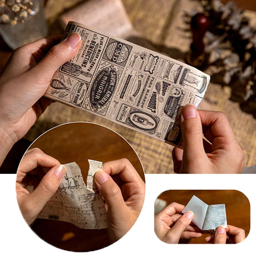 1/2/4 롤 빈티지 자체 접착식 레저 테이프 사무실 학습 용품 저널 장식 콜라주 DIY 수공예품 생일 선물 XJM