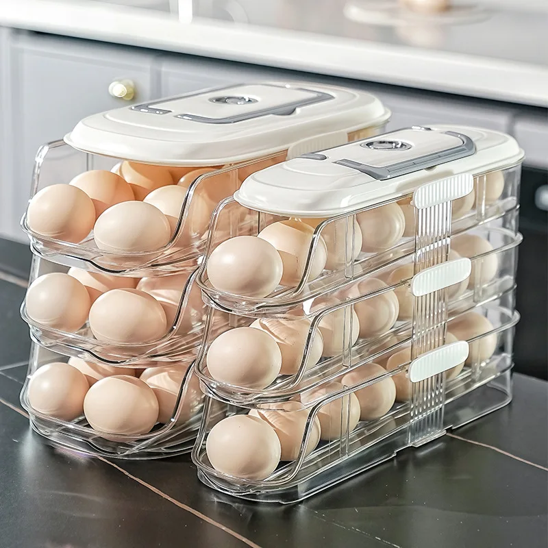 Home Refrigerator Automatic Rolling Egg Storage Tray Side Door Storage Container Food-Grade Rolling Egg Rack