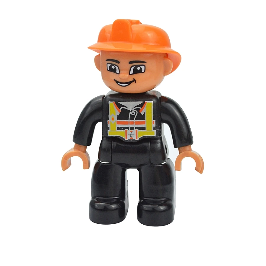 Jumbo Building Block Character Set - Farmer, Pirate, Worker, Doctor & Policeman Figures