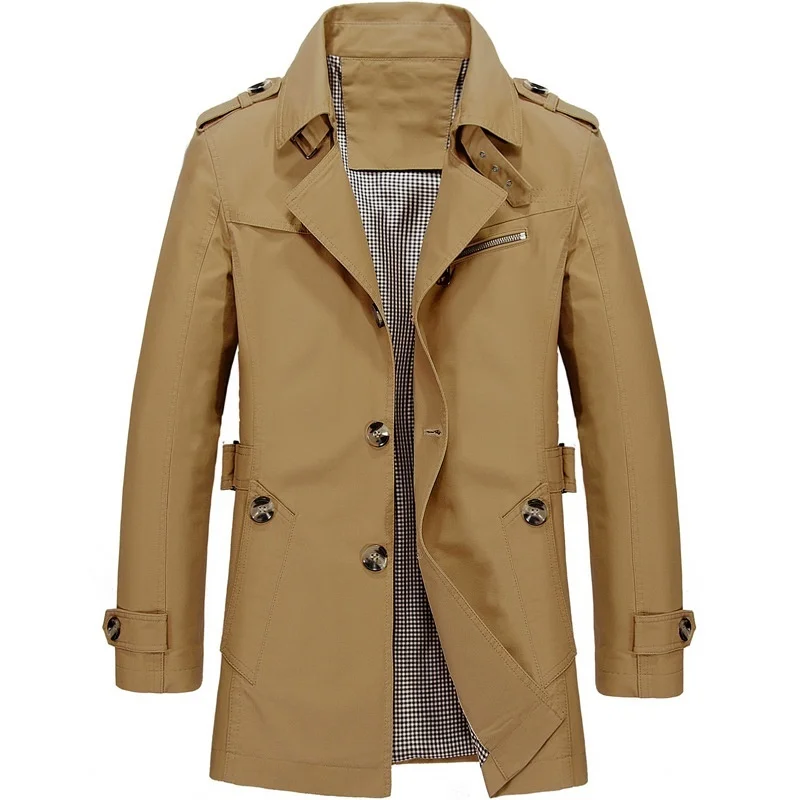 Warmth coat waterproof windbreaker jacket trench coat Men's Business Windbreaker Long Jackets Pure Cotton