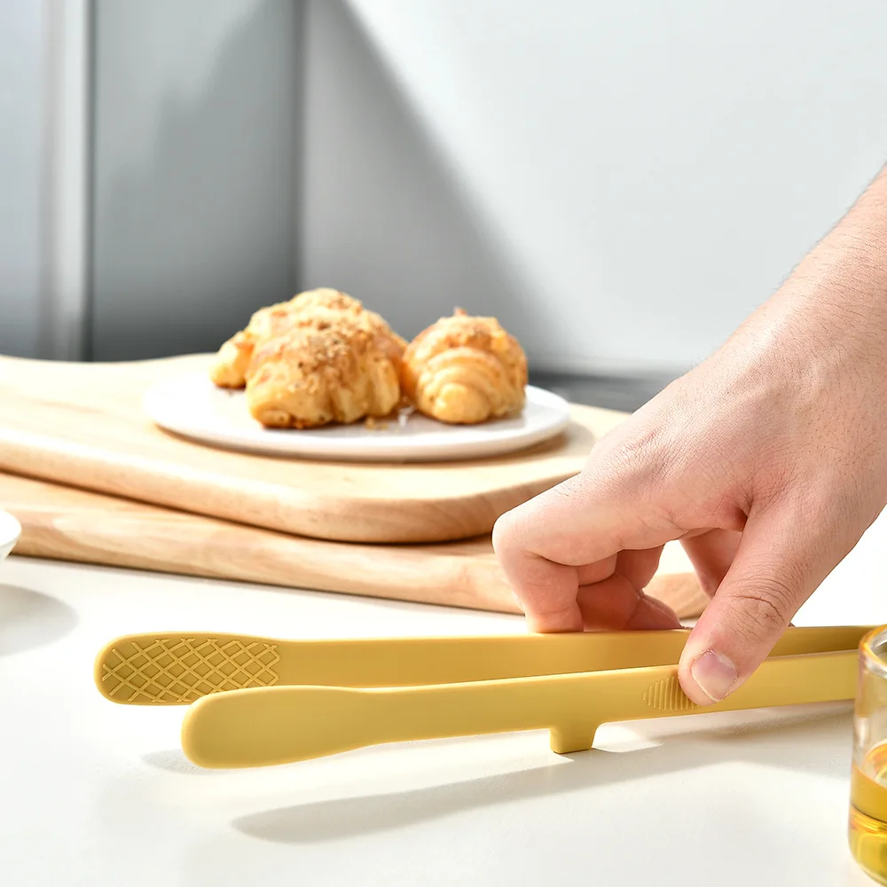 Silicone Food Toast Tongs Trivet Tongs For Kitchen Non-slip Cooking Clip Clamp BBQ Salad Tools Grill Kitchen Accessories