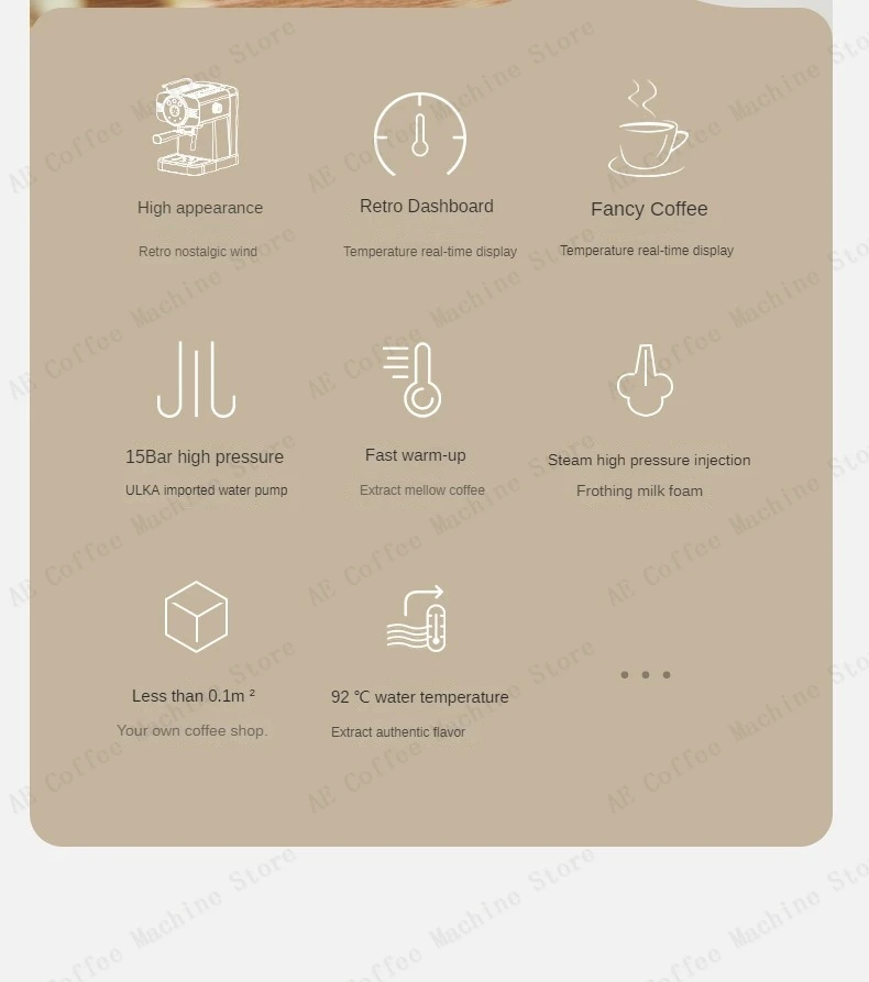 Semi-automatic Italian coffee machine High-pressure espresso coffee machine Can make milk froth Multi-function coffee makers