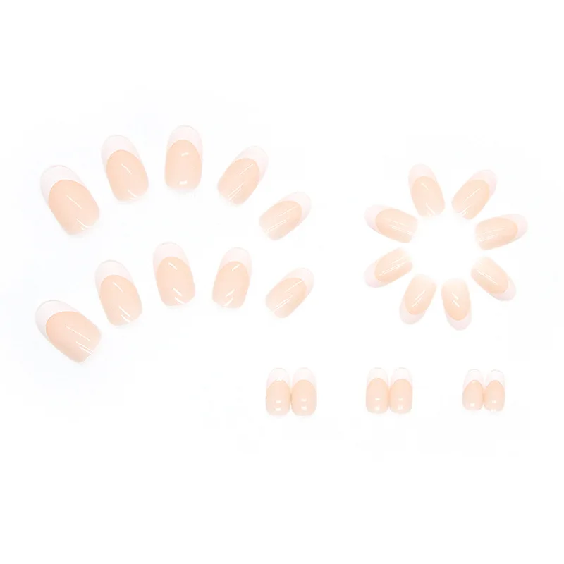 Description Picture 4 of item24 PCs Short French Minimalist Nails with 1 Jelly and 1 Nail File