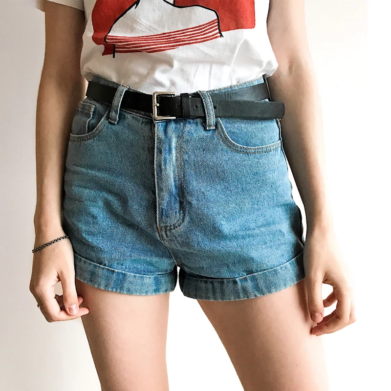 Vintage Denim Shorts Women High Waist 
