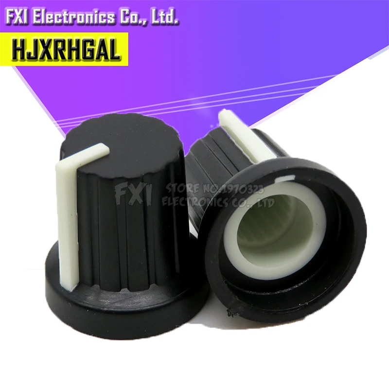 Potentiometer Knobs 10Pcs 6mm Shaft Hole Dia Plastic Threaded Knurled Potentiometer Knobs Caps wh148