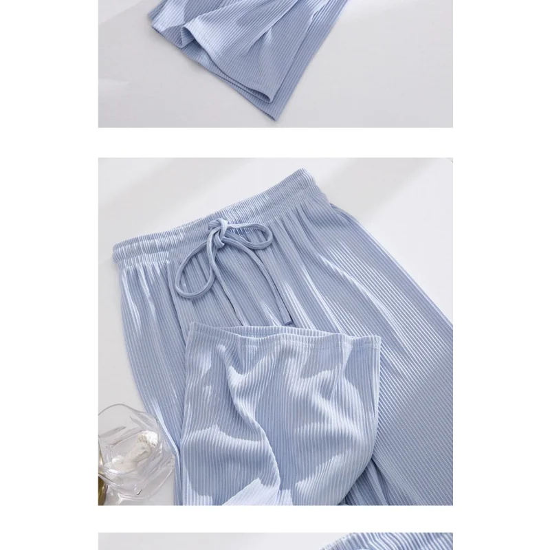 Ice Silk Wide-leg Pants Women Summer 2023 New High Waist Drape Loose Narrow Version Straight Casual Summer Thin Pants