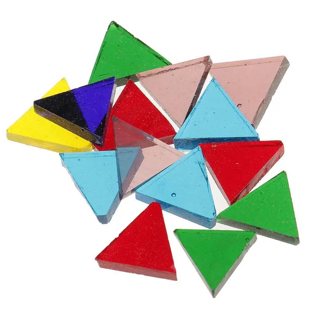 320g Mixed Triangle Glass Mosaic Tiles Pieces for Craft 14mm