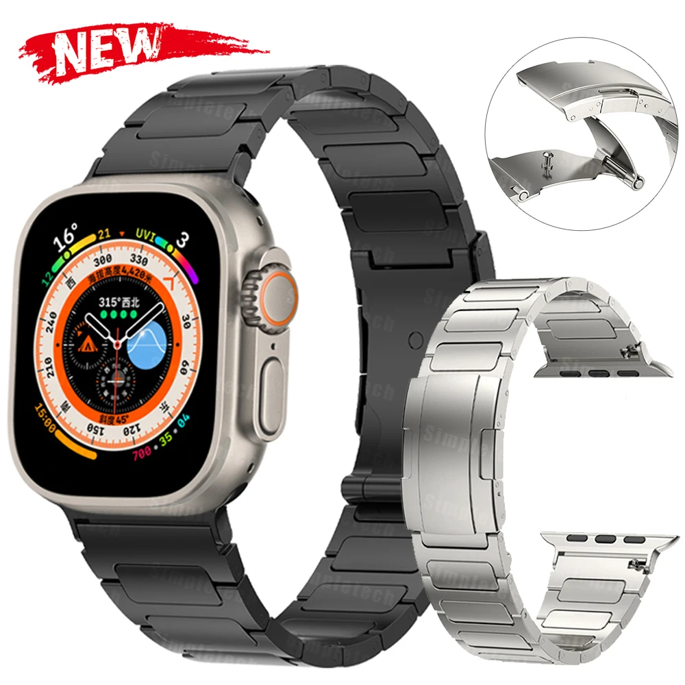

Ремешок титановый для Apple Watch Ultra 2, браслет для iWatch 8 7 3 6 5 4 se 38 40 мм, 49 мм Series 9 8 45 мм 41 мм 44 42 мм