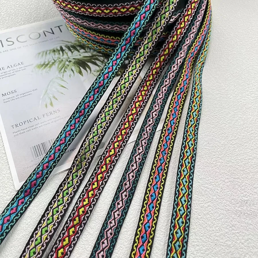 50 Yards/lot Wide About 1.4 CM Woven Jacquard Ribbon Geometric Pattern For Clothing Accessory ZH-5789