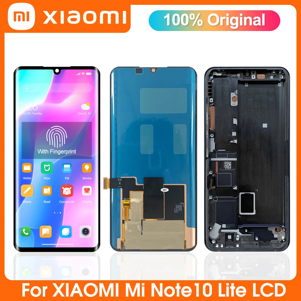 

6.47" AMOLED Display For Xiaomi Mi Note 10 Lite LCD Screen Touch Digitizer Assembly For Note10 Lite M2002F4LG, M1910F4G LCD Best