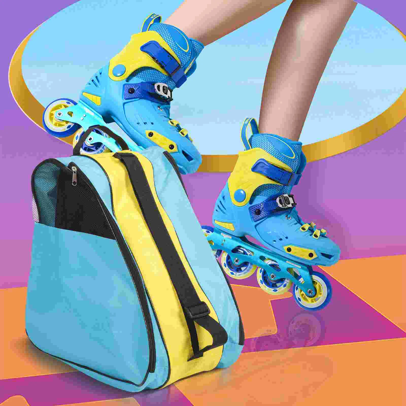 

Roller Skate Storage Bag Backpack Skates Shoulder (blue Zipper Organizer Ice Pouch Skating Shoes Inline Nylon Child