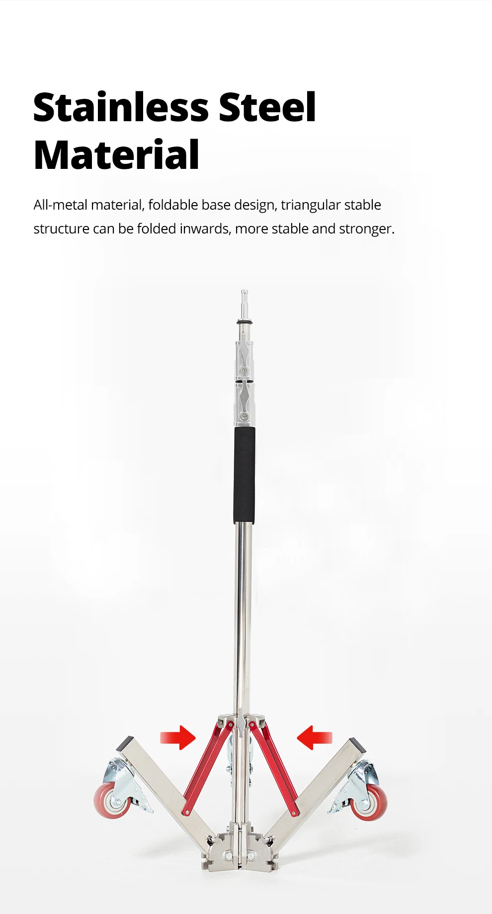 Description Picture 5 of itemAMBITFUL Heavy Duty Stainless Steel 300CM Light Stand +Wheel Load Bearing 20KG for Flash for high-intensity photography work