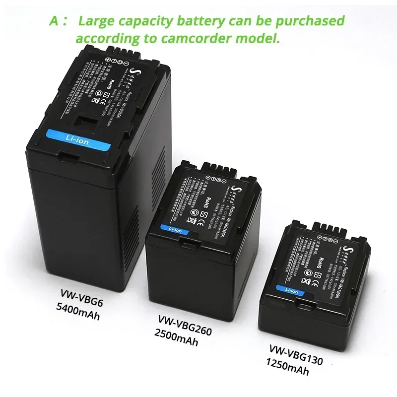 Chargeur Micro USB Vhbw Pour Batteries Panasonic VW-VBG070, VBG130, VBG260 - Câble 40cm Inclus - Noir