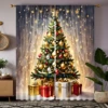 2pcs HD Starlight under Christmas tree gift box decorative curtain Yellow tie digital printed curtain Home decoration style d 2