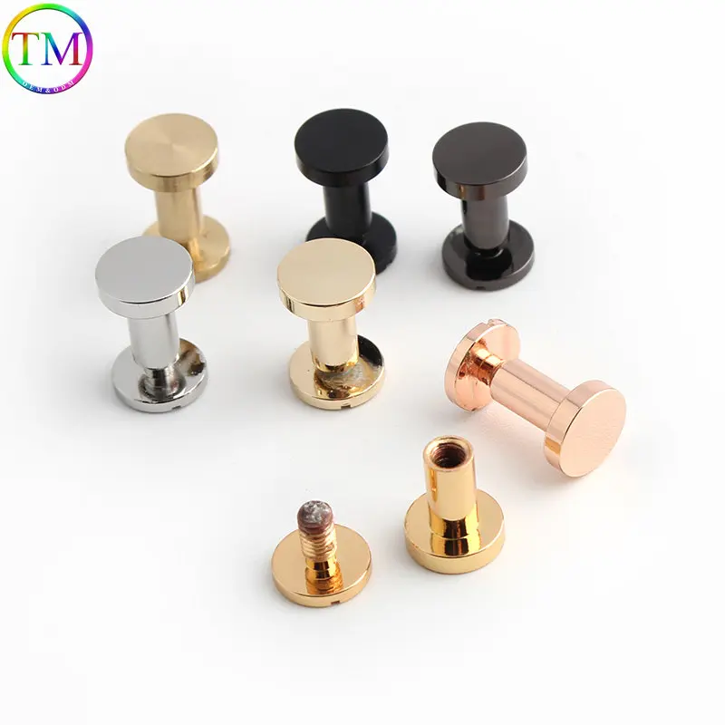 6mm  8mm 14mm Metal Binding Chicago Screw Nail Rivets Studs Bolt Round Nail Bolt Belt Strap Head For Leather Bag Wallet Craft