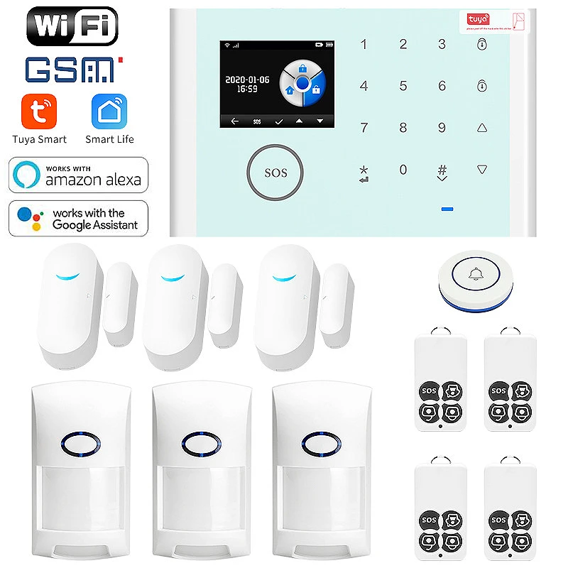 

Wireless GSM Anti-theft Alarm Multifunctional Burglar System Tuya WiFi Home Alarm System Host Kit