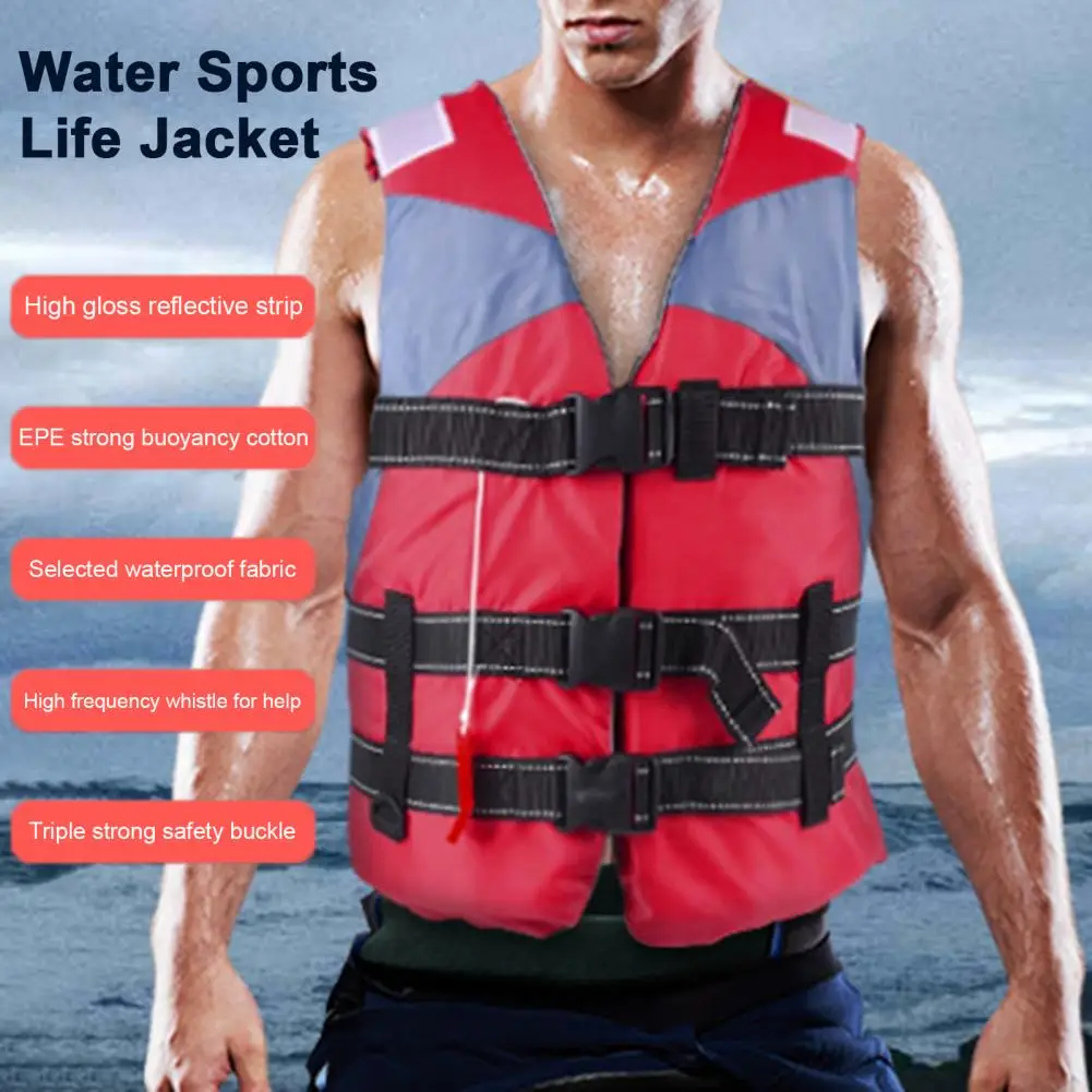 Front Buckle Life Vest Lightweight Pe Foam Secure Fit Adult Jacket with Adjustable Harness Closures for Water Sports