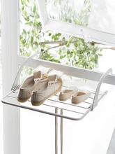  Home Folding Adjustable Radiator Towel Clothes Drying Rack Pole Airer Dryer Drying Rack 5 Rail Balcony Telescopic Laundry Holder 