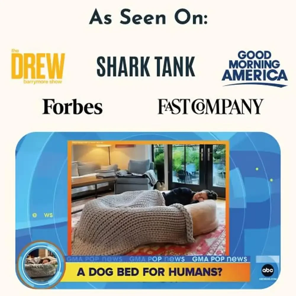 Orthopedic Memory Foam Human Dog Bed Giant Breed Plush Vegan Fur Calming Anxiety Relief Machine Washable 68x33 Portable Storage