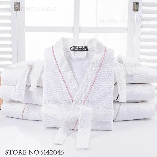 100% coton Couple Robe gaufre peignoir Robe Kimono Yukata maison vêtements décontracté femmes vêtements de nuit printemps été vêtements de détente