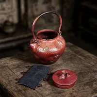Théière chinoise vintage en cuivre pur épais, grande capacité, bouilloire en cuivre faite à la main, compatible avec les cuisinières électriques en céramique 3