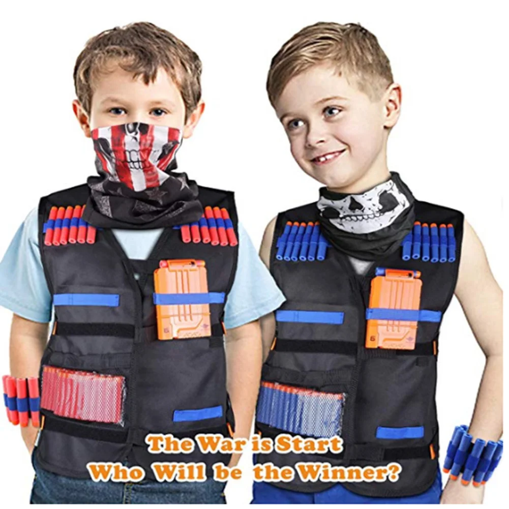 Soft Kids Vest Suit Kit for Nerf N-Strike Elite Series Outdoor Game Tactical Vest Holder Bullets Magazine Goggle Bib Wrist Strap