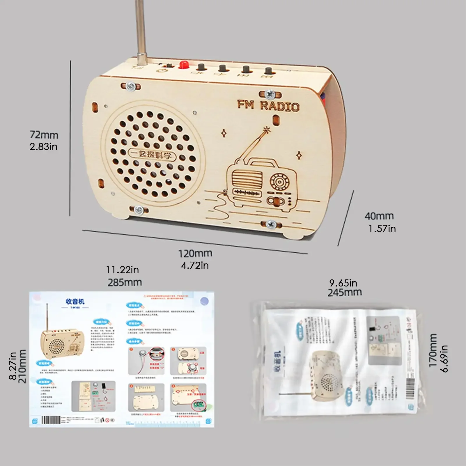 Vintage-Inspired DIY Wooden Radio Kit - Educational STEM Building Toy and 3D Puzzle Craft