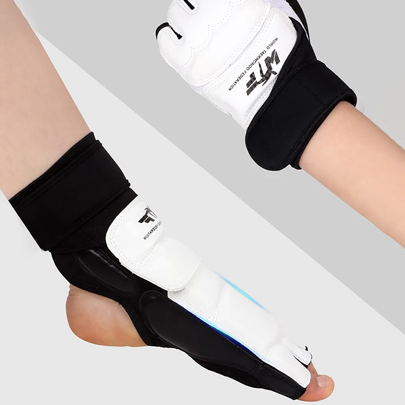 Taekwondo  Leather Foot Gloves Sparring Karate Ankle Protector Guard Gear Boxing Martial Arts Foot Guard Sock Adult Kid 4