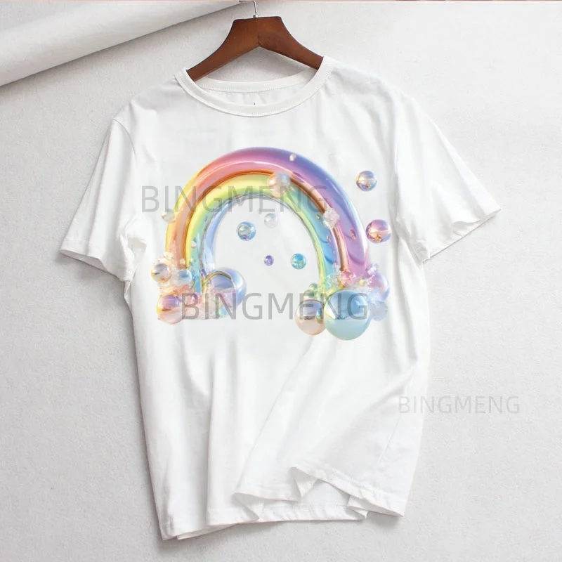 Frutiger Aero Frauen T Shirt Mädchen Harajuku Koreanischen Stil Grafik Tops Kawaii Weibliche T-shirt, Drop Schiff – Detail 5