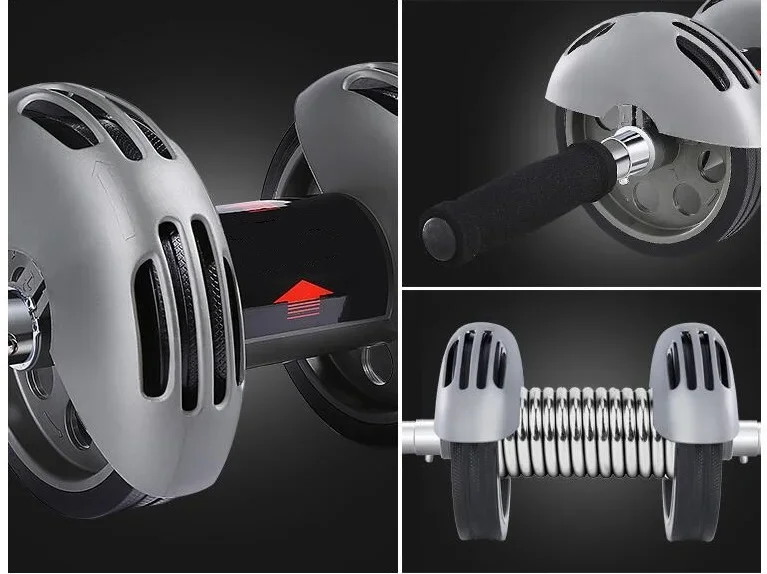 Resilent Double Wheels AB Roller Coaster with Kneelers Mat Metal Spring Belly Exercise Strength Training Gym Fitness