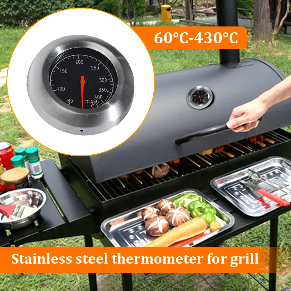 Barbecue BBQ Smoker Grill Stainless Steel Thermometer Temperature Gauge 60-430 6