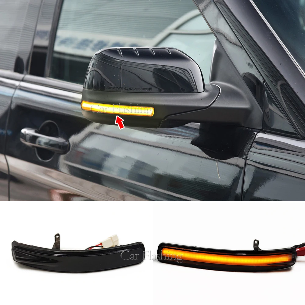 Doiplent Smoked LED Side Mirror Turn Signal Lights For Ford Explorer 2011-2019 (Pair)
