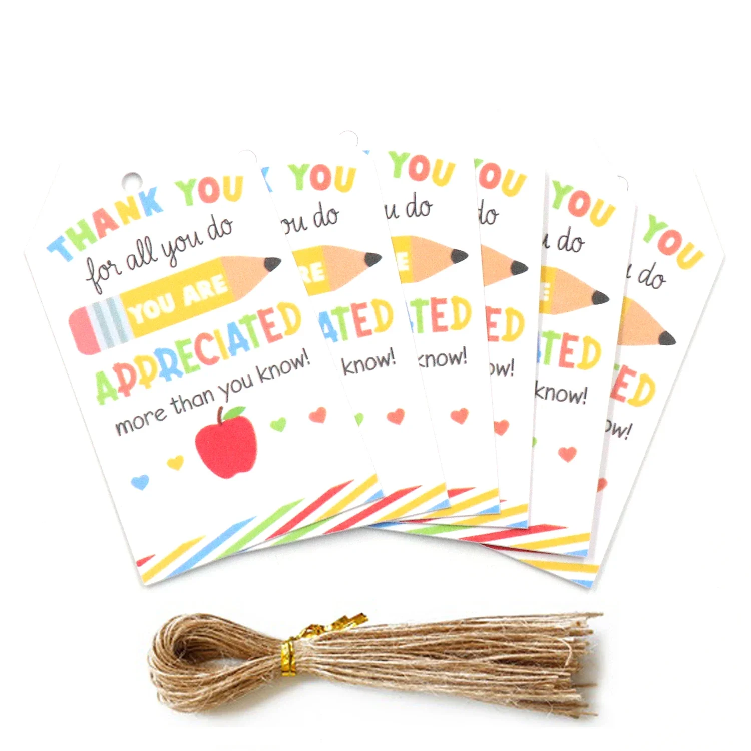 

set of 20- 3inches Teacher's Day Gift Tags with String UV Printed THANK YOU for all you do appreciated more than you know