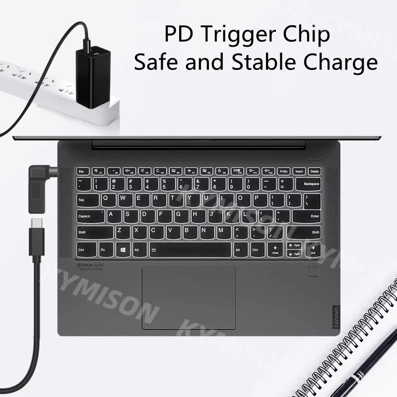레노버 YOGA 510 710 MIIX5 7000 Air 12 13 아이디어패드 320 USB 타입 C 암 커넥터를 4.0*1.7 충전기로 변환하는 노트북 DC 전원 어댑터 컨버터