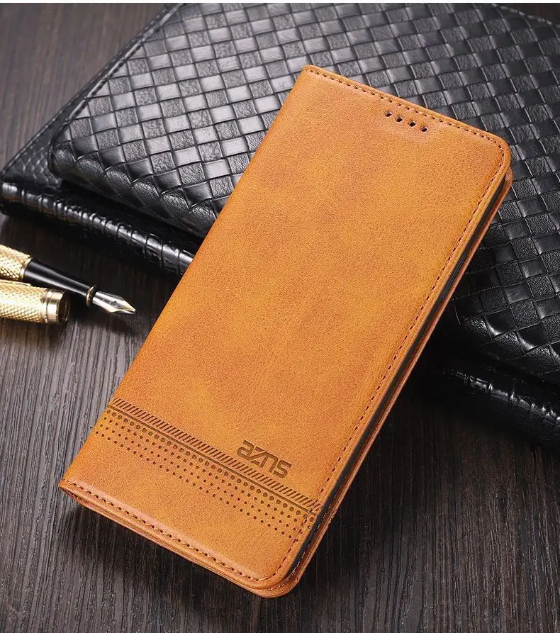 Vintage Minimalist Leather Flip Case - Skin-friendly Anti-drop Back Cover