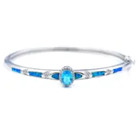 Charming Blue Opal Bangle Bracelet for Women 1