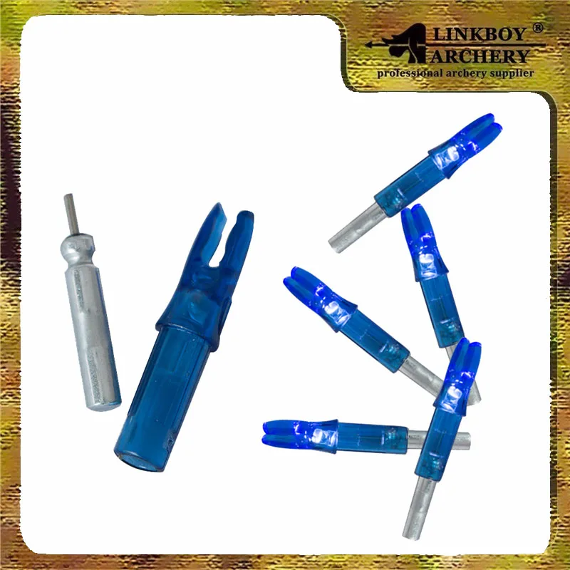 Linkboy Archery Orignal 6pcs Led Nock + 2 Free Replaceable Batteries ID6.2mm LED Lighted Archery Arrow Nock Compound Bow Hunting