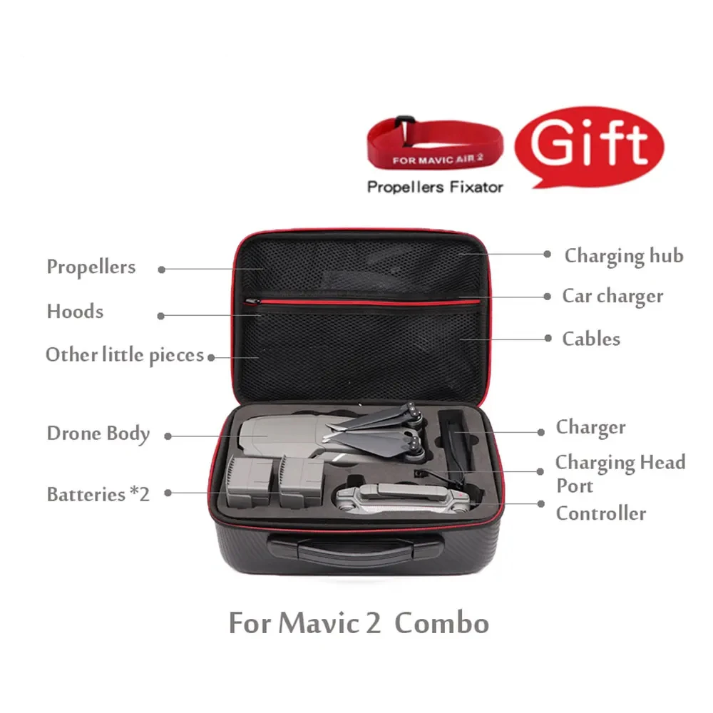 Outdoor Hard PU Storage Bag Propeller Holder Portable for DJI Mavic 2 Pro/Zoom Carrying Case Handbag Drone Accessories drone accessories drone storage bag dji case drone case