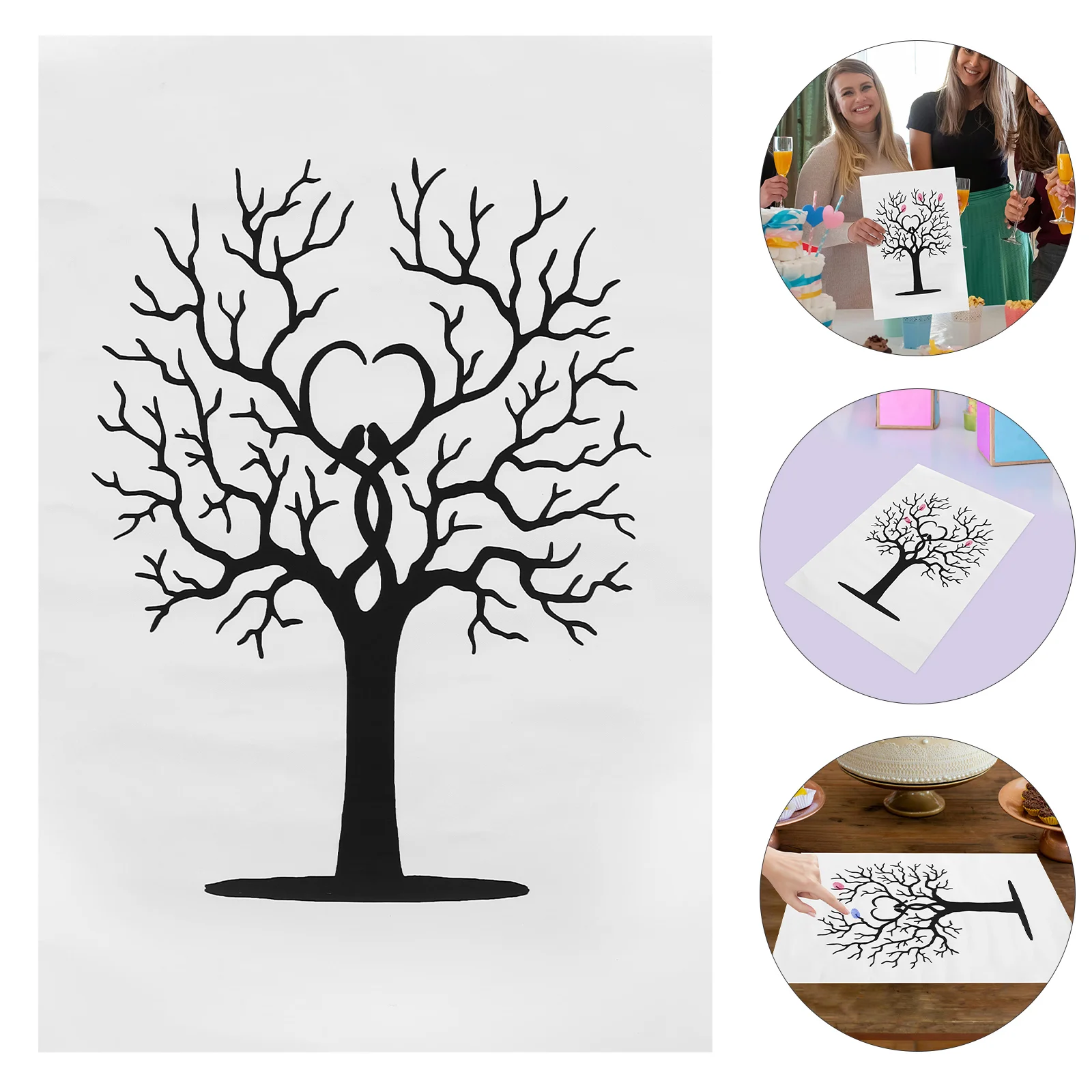 Fingerprint Guest Book Tree for Baby Shower Wedding Fingerprints Signing Canvas