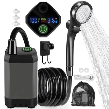 Attrezzatura per doccia da campeggio portatile Display a LED ricaricabile da 6000 mAh Set doccia mobile elettrico semplice per esterni 1