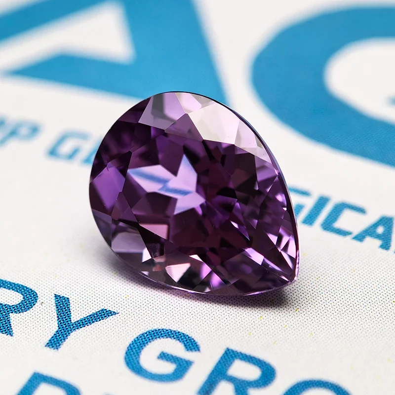 Lab Grown Sapphire Purplish Blue Color Pear Shape VVS1 Stone for Charms Diy Jewelry Making Materials Selectable  AGL Certificate