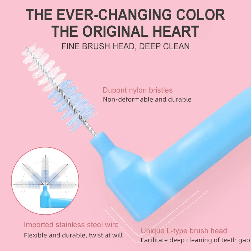 10 PCS Fawnmum L-Shape Interdental Brush Wire Orthodontic Soft Bristle Oral Care Toothbrush