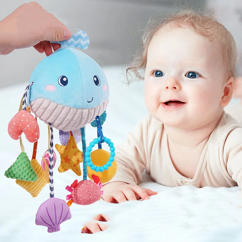 

Baby Toys 0 12 Months Soft Plush Rattles Toys for Newborns Activity Motor Skill Pull String Teethers Sensory Toy Educational Toy