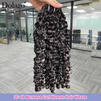 Extensioni di Capelli Umani Vergini Ricci Birmani 3C 4A, Trama di Capelli Umani Grezzi Vietnamiti, Non Lavorati, Vendita all'Ingrosso